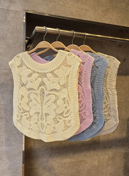 blusa regata crochê sunny