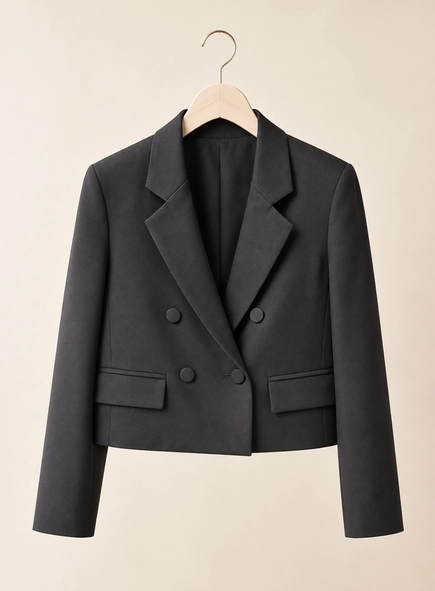 blazer cropped transpasse botão forrado