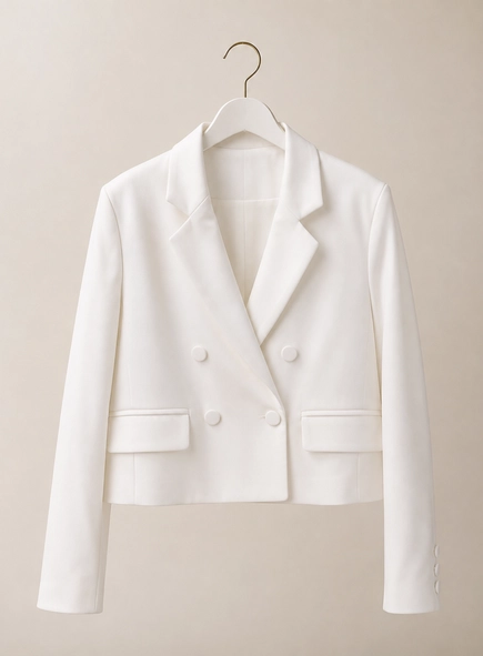 blazer cropped transpasse botão forrado