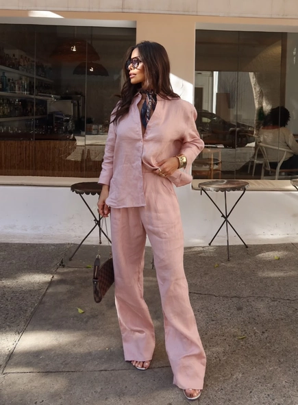conjunto calça e camisa puro linho milão