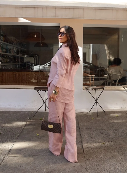 conjunto calça e camisa puro linho milão