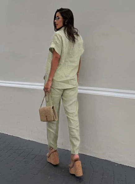 conjunto calça e camisa puro linho martan