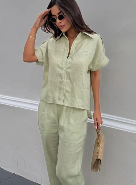 conjunto calça e camisa puro linho martan