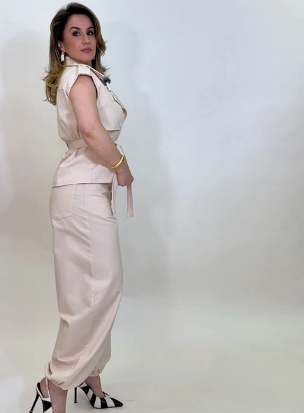 conjunto calça aladin e trench safari