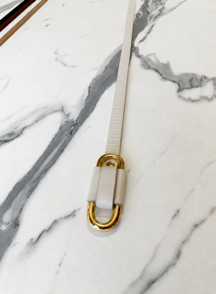 Cinto couro passante oval gold