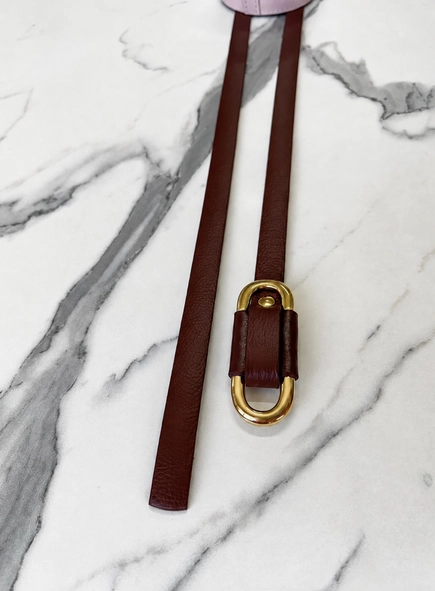 Cinto couro passante oval gold