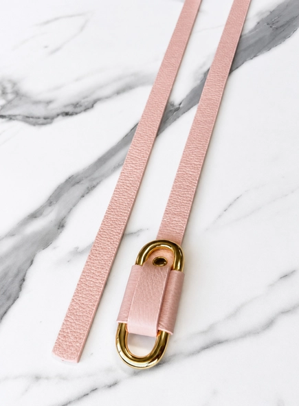 Cinto couro passante oval gold