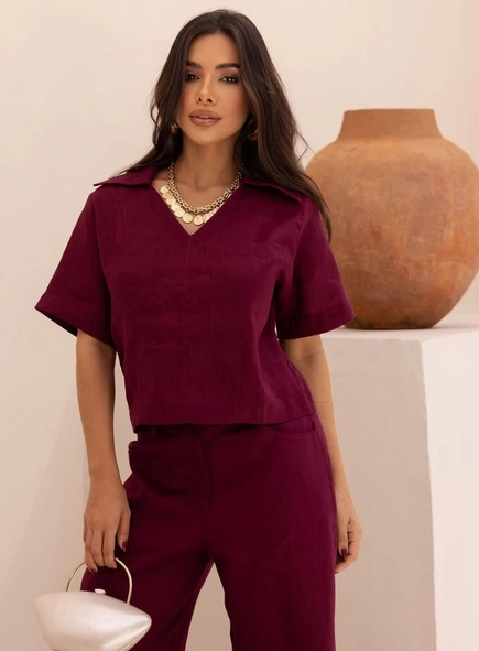 conjunto calça e blusa puro linho luiza