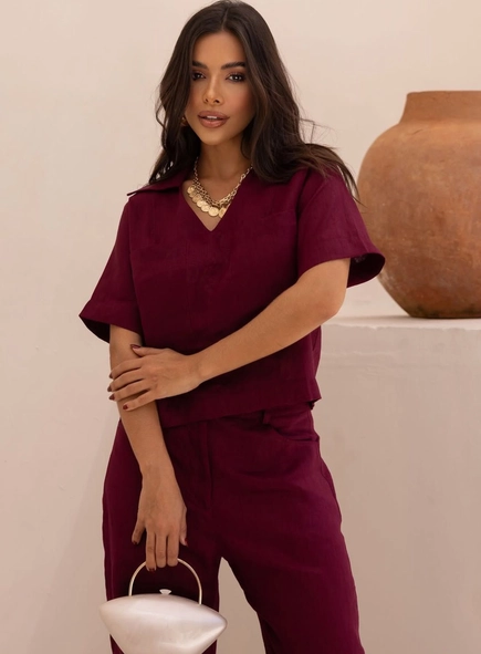 conjunto calça e blusa puro linho luiza