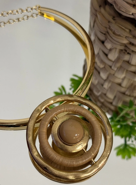 conjunto colar e brinco circulos wood