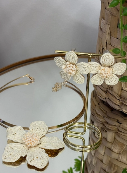 conjunto colar e brinco summer flower