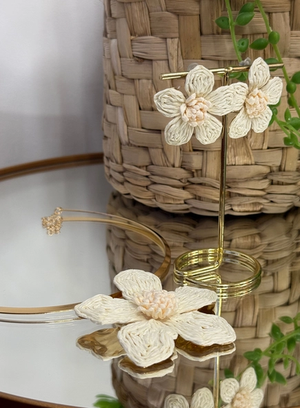 conjunto colar e brinco summer flower